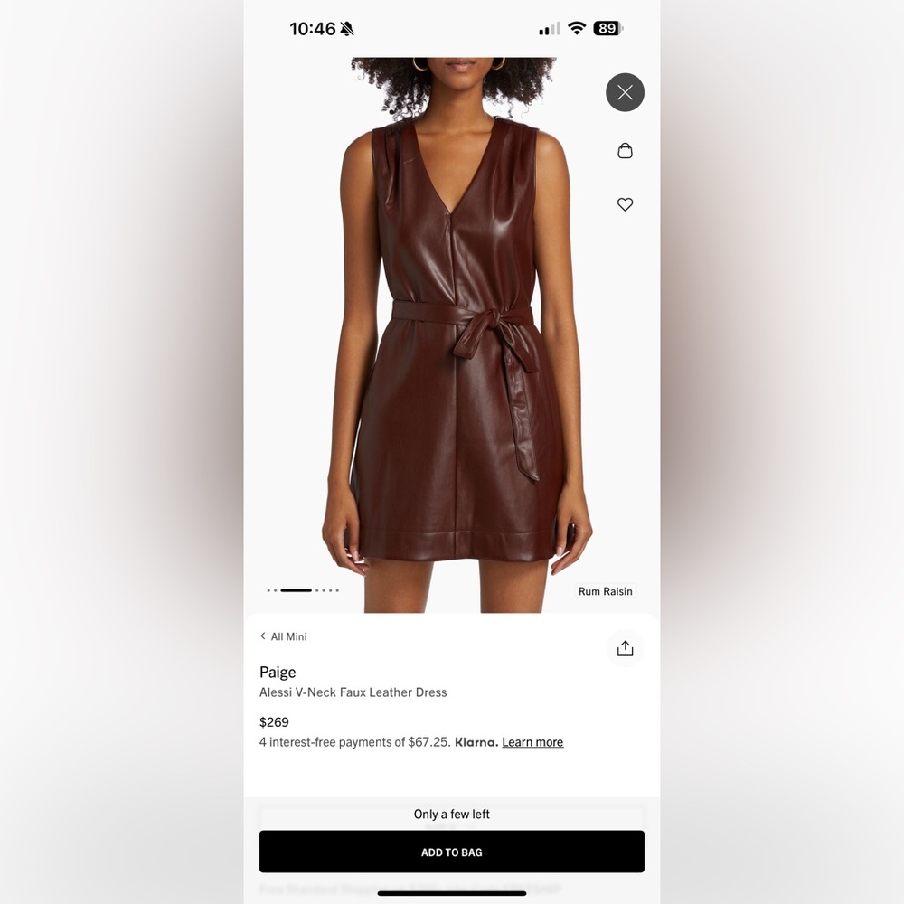 Alessi V-Neck Faux Leather Dress